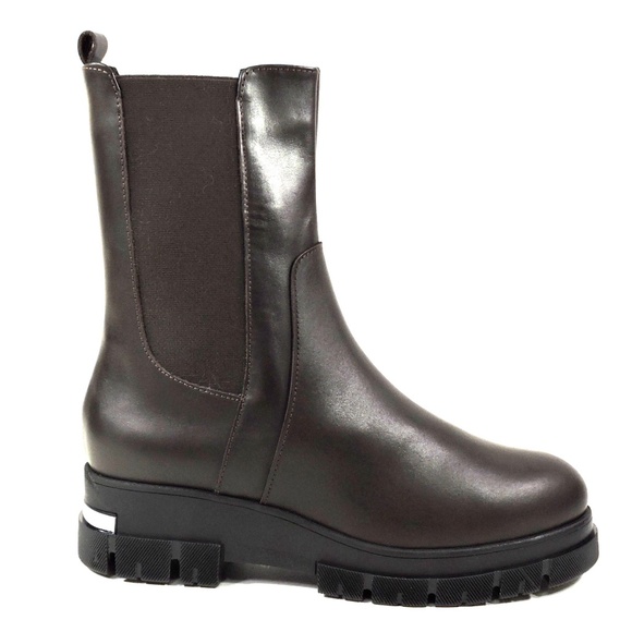 SOFFICE SOGNO 🇮🇹 WOMEN'S BROWN SOFT LEATHER WINTER FUR BOOTIE - Picture 4 of 8